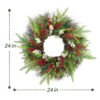 Artificial Pine Christmas Wreath with Red Berries & Pinecones – Holiday Front Door Décor