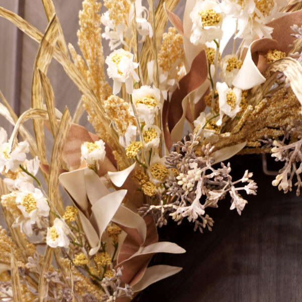 WF000240053-1 Artificial Boho Meadow Grass Wreath – Neutral Wildflower Wreath for Front Door, Farmhouse Décor