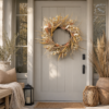 WF000240053-3 Artificial Boho Meadow Grass Wreath – Neutral Wildflower Wreath for Front Door, Farmhouse Décor