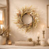 WF000240053-4 Artificial Boho Meadow Grass Wreath – Neutral Wildflower Wreath for Front Door, Farmhouse Décor