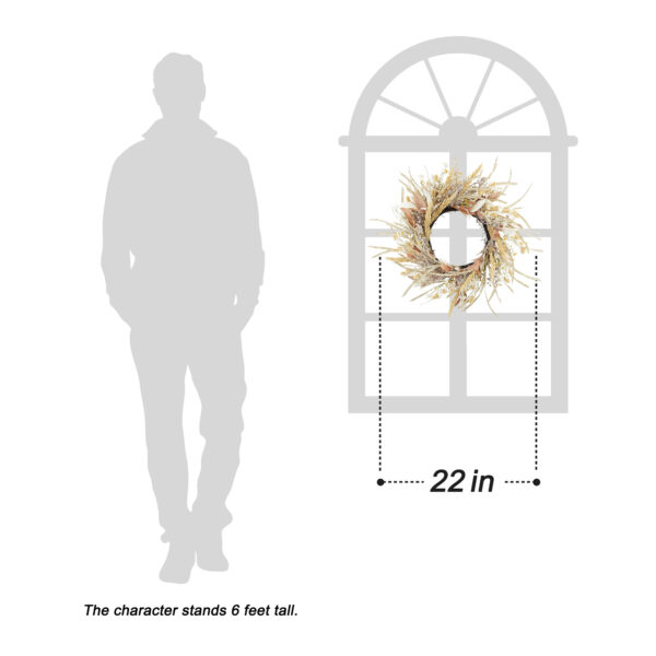 WF000240053-6 Artificial Boho Meadow Grass Wreath – Neutral Wildflower Wreath for Front Door, Farmhouse Décor
