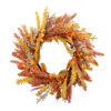 Artificial Fall Harvest Wreath with Orange & Yellow Foliage – Thanksgiving Front Door Décor