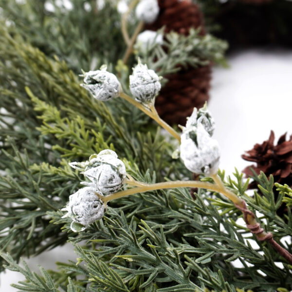 Artificial Pine Winter Wreath with Pinecones & Frosted White Berries – Holiday Door Décor