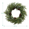 Artificial Pine Winter Wreath with Pinecones & Frosted White Berries – Holiday Door Décor