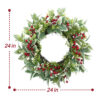 Artificial Frosted Greenery & Red Berry Christmas Wreath – Winter Front Door Décor
