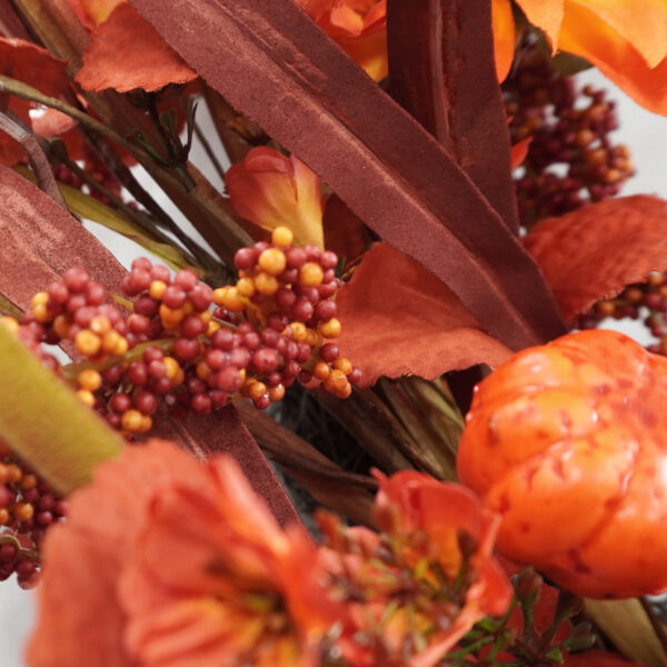 WF000240065-2 Artificial Sunflower Fall Wreath with Orange Foliage & Berries – Autumn Front Door Décor