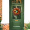 WF000240065-4 Artificial Sunflower Fall Wreath with Orange Foliage & Berries – Autumn Front Door Décor