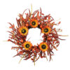 WF000240065 Artificial Sunflower Fall Wreath with Orange Foliage & Berries – Autumn Front Door Décor