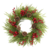 WF000240066-20 拷贝 Artificial Cedar Christmas Wreath with Red Berries & Pinecones – Holiday Front Door & Wall Décor