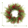 WF000240066-5 Artificial Cedar Christmas Wreath with Red Berries & Pinecones – Holiday Front Door & Wall Décor