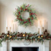 WF000240068-3 Artificial Pine Christmas Wreath with Red Berries & Pinecones – Holiday Front Door Wreath