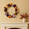Velvet Pumpkin Fall Wreath – Multicolor Autumn Harvest Wreath for Front Door