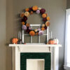 Velvet Pumpkin Fall Wreath – Multicolor Autumn Harvest Wreath for Front Door