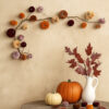Velvet Pumpkin Fall Garland – Multicolor Autumn Mantel & Staircase Décor