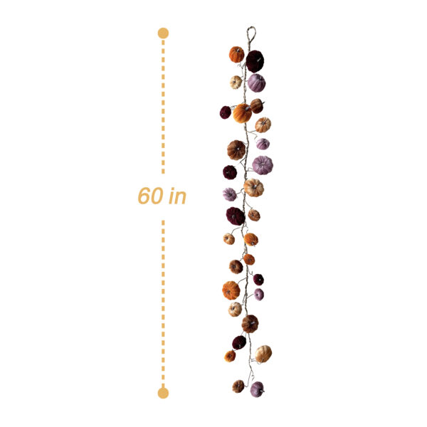 Velvet Pumpkin Fall Garland – Multicolor Autumn Mantel & Staircase Décor