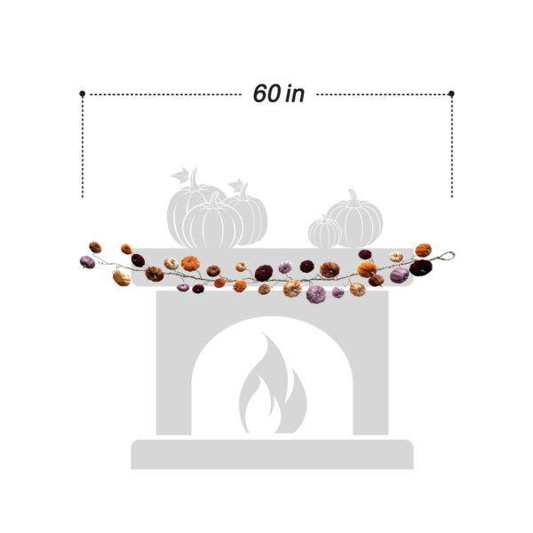Velvet Pumpkin Fall Garland – Multicolor Autumn Mantel & Staircase Décor