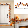 Velvet Pumpkin Fall Garland – Multicolor Autumn Mantel & Staircase Décor