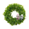 WF000240071-V1 Artificial Boxwood Easter Wreath with Bunny Ornaments & Burlap Bow – Spring Front Door Greenery