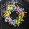 WF000240073-5 Artificial Rainbow Wildflower Spring Wreath – Colorful Floral Front Door Wreath