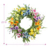 WF000240073-6 Artificial Rainbow Wildflower Spring Wreath – Colorful Floral Front Door Wreath