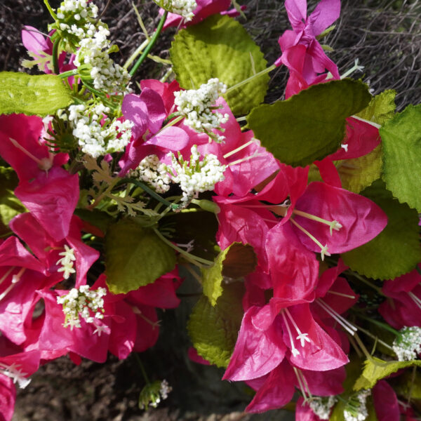 WF000240074-2 Artificial Bougainvillea Spring Wreath – Pink Floral & Greenery Wreath for Front Door