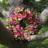 WF000240074-5 Artificial Bougainvillea Spring Wreath – Pink Floral & Greenery Wreath for Front Door