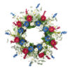 WF000240076 Artificial Patriotic Daisy Wreath – Red, White & Blue Floral Wreath for 4th of July Front Door