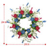 WF000240076-6 Artificial Patriotic Daisy Wreath – Red, White & Blue Floral Wreath for 4th of July Front Door