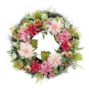 WF000240078 Artificial Pink Dahlia & Hydrangea Spring Wreath – Blush Floral Front Door Wreath
