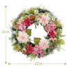 WF000240078-6 Artificial Pink Dahlia & Hydrangea Spring Wreath – Blush Floral Front Door Wreath