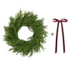 Artificial Norfolk Pine Christmas Wreath with Velvet Bow